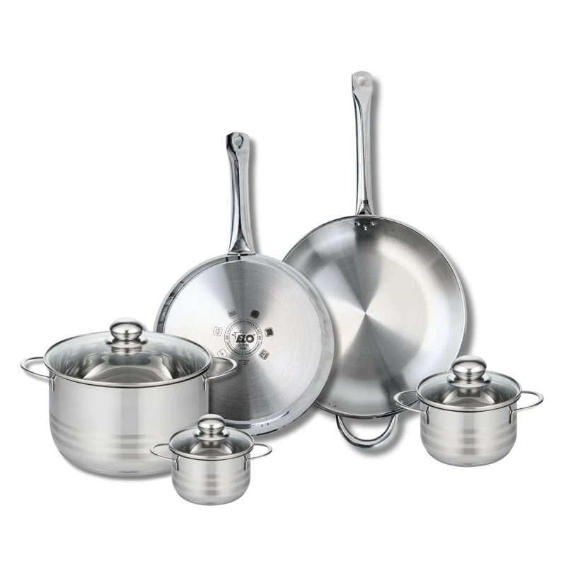 Elo Profi 9883150 5-Piece Cookware Set of 2 Frying Pans 28 and 32 cm and 3 Saucepans 12, 14 and 24 cm Elo Profi Shiny Stainless Steel Induction - Image 1