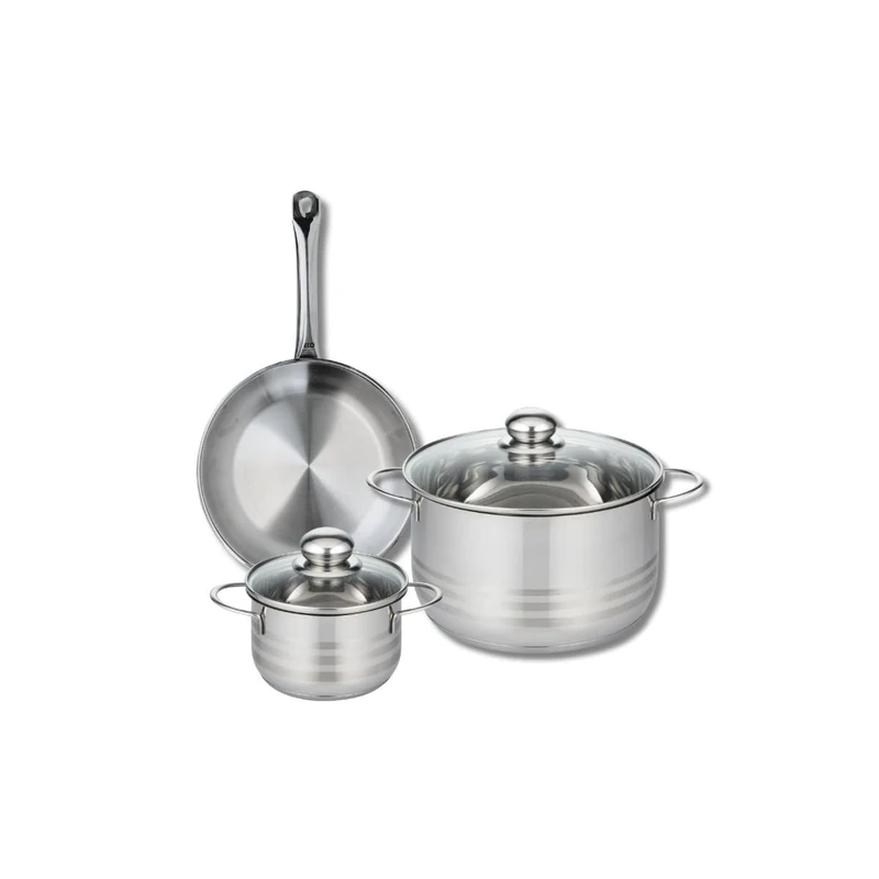 Elo Profi 9867050 3-Piece Cookware Set of 1 Frying Pan 24 cm and 2 Saucepans 14 and 24 cm Elo Profi Shiny Stainless Steel Induction - Image 1