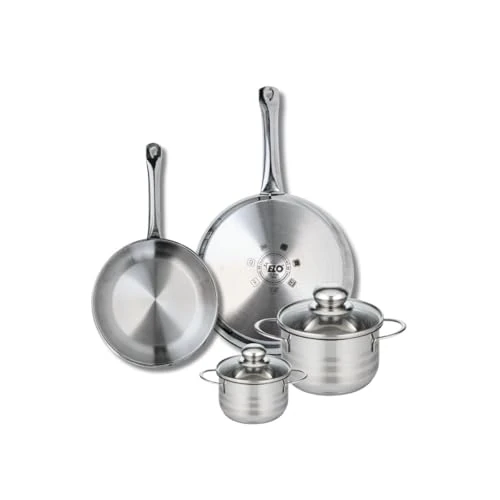 Elo Profi 9875850 4-Piece Cookware Set of 2 Frying Pans 24 and 28 cm and 2 Saucepans 12 and 16 cm Elo Profi Shiny Stainless Steel Induction