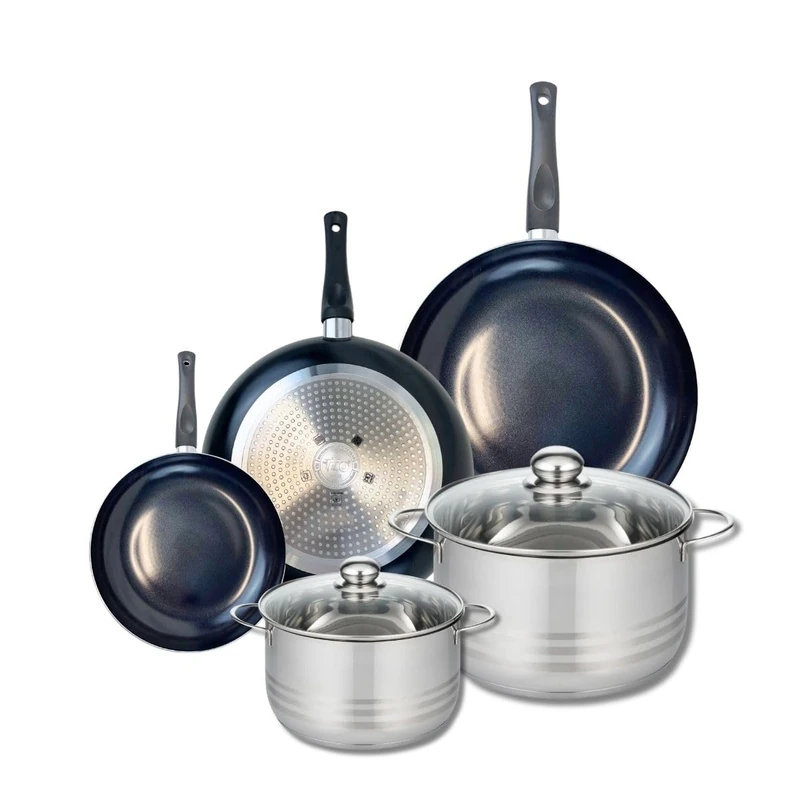 Elo Prima 9747950 5-Piece Cookware Set of 3 Frying Pans 20, 28 and 32 cm and 2 Saucepans 20 and 24 cm Elo Prima Shiny Stainless Steel Induction