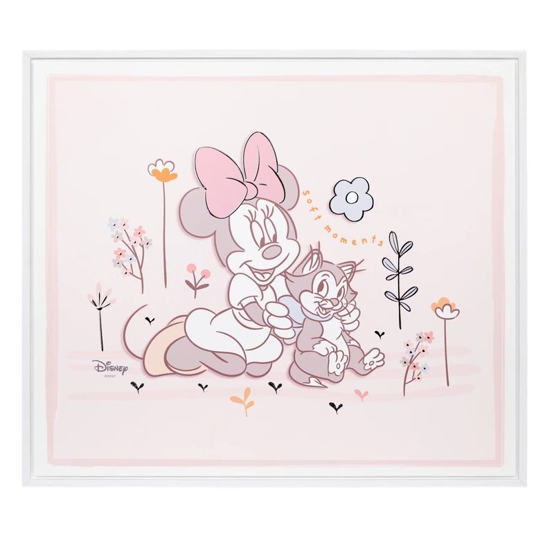 VALENTI & CO. - Disney Minnie - Printed Wooden Picture 45 x 39 cm with Silver Details - Wall Decoration, Baby Gift Idea or Christening Gift for Girls Bedroom - Image 1
