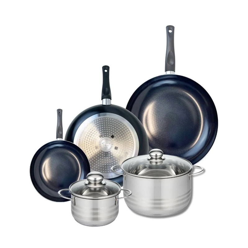 ELO 9747550 5-Piece Cookware Set of 3 Frying Pans 20, 28 and 32 cm and 2 Saucepans 14 and 20 cm Elo Prima Shiny Stainless Steel Induction - Image 1