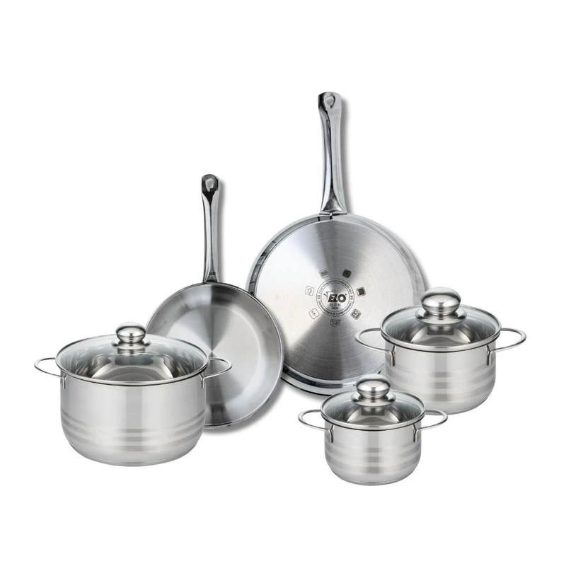 Elo Profi 9877350 5-Piece Cookware Set of 2 Frying Pans 24 and 28 cm and 3 Saucepans 14, 16 and 20 cm Elo Profi Shiny Stainless Steel Induction