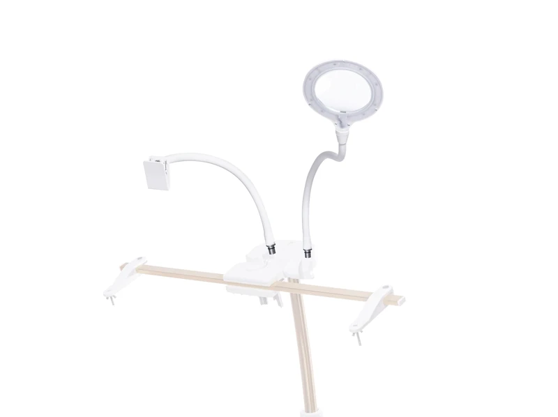 Daylight StitchSmart 2 Magnifier & Chartholder – Adjustable Embroidery Frame Support with LED Magnifier Lamp, 360° Rotation, 95+ CRI Lighting, Flexible Arms - White