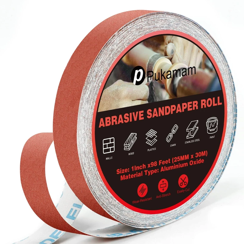 Emery Cloth Roll Set, Sandpaper Roll, 30 M 180 Grits Long Red Continuous Sandpaper Roll - Wet and Dry Emory Cloths for Polishing and Surface Treatment of Wood, Metal, Furniture