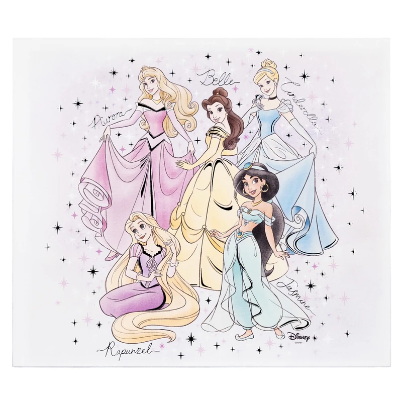 VALENTI & CO. - Disney Princess - Printed Wooden Picture 38 x 33 cm with Silver Details - Wall Decoration, Baby Gift Idea or Christening Gift for Girls Bedroom