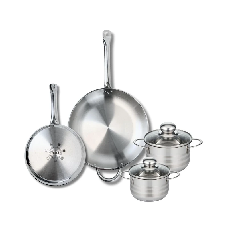 Elo Profi 9879250 4-Piece Cookware Set of 2 Frying Pans 24 and 32 cm and 2 Saucepans 14 and 16 cm Elo Profi Shiny Stainless Steel Induction