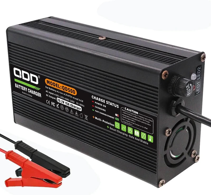 29.2V 15A LiFePO4 Battery Charger for 8S 24V LiFePO4 Battery with Cooling System Safety Protection