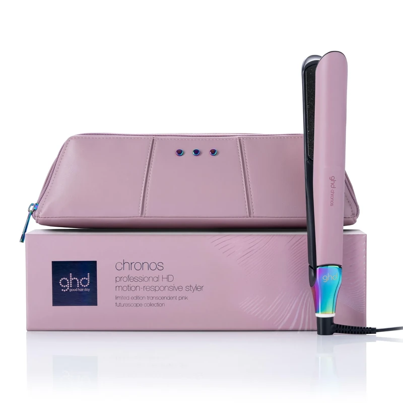 ghd Chronos Limited Edition Hair Straightener in Transcedent Pink with Matching Heat-Resistant Bag & Mat