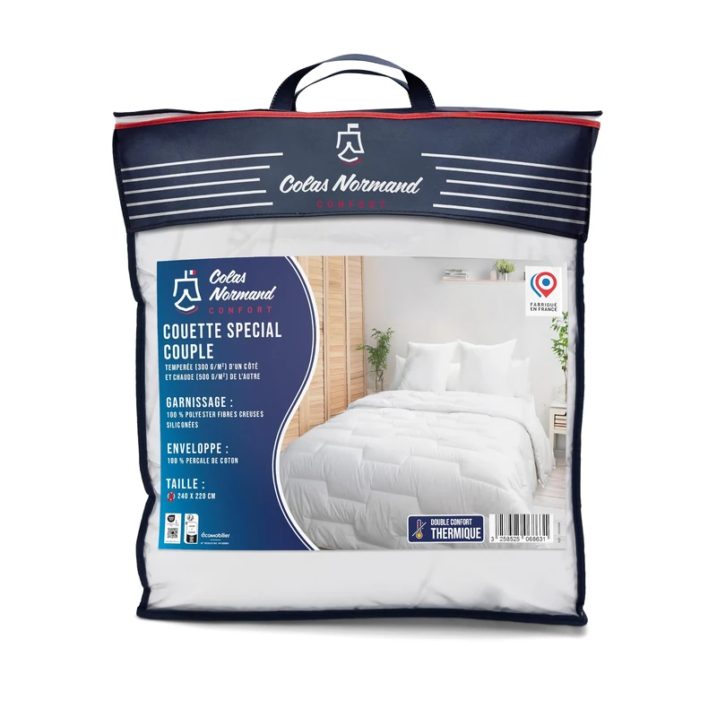 COLAS NORMAND - Special Couple Duvet – Double Comfort: Temperate Side & Warm Side – 240 x 220 cm – Made in France