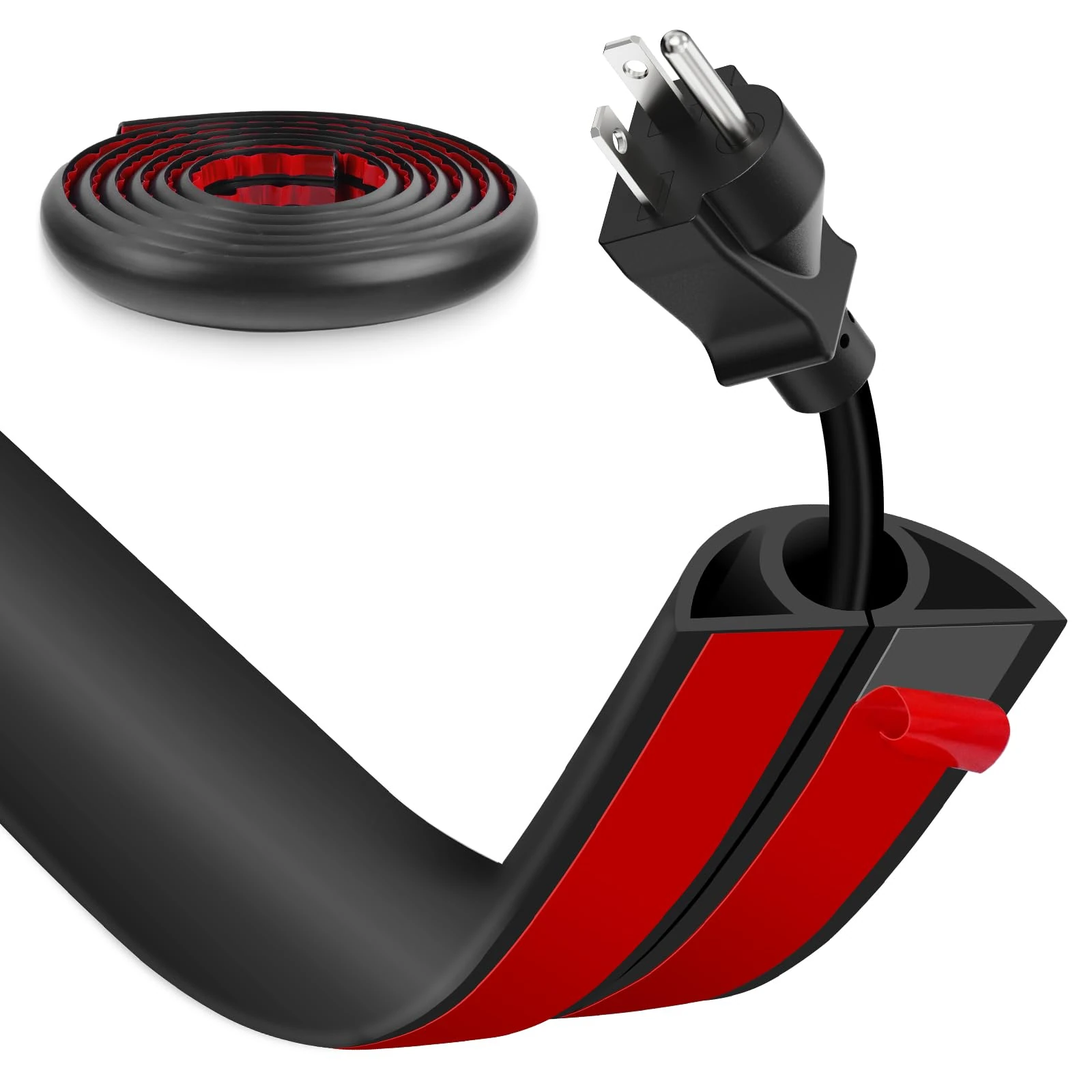 Floor Cord Cover, Wire Cover, Self Adhesive Cable Covers, Protect Cables & Prevent Trip Hazards For Office Home Factories Garages Flexible Cords Hider On Floor Wall