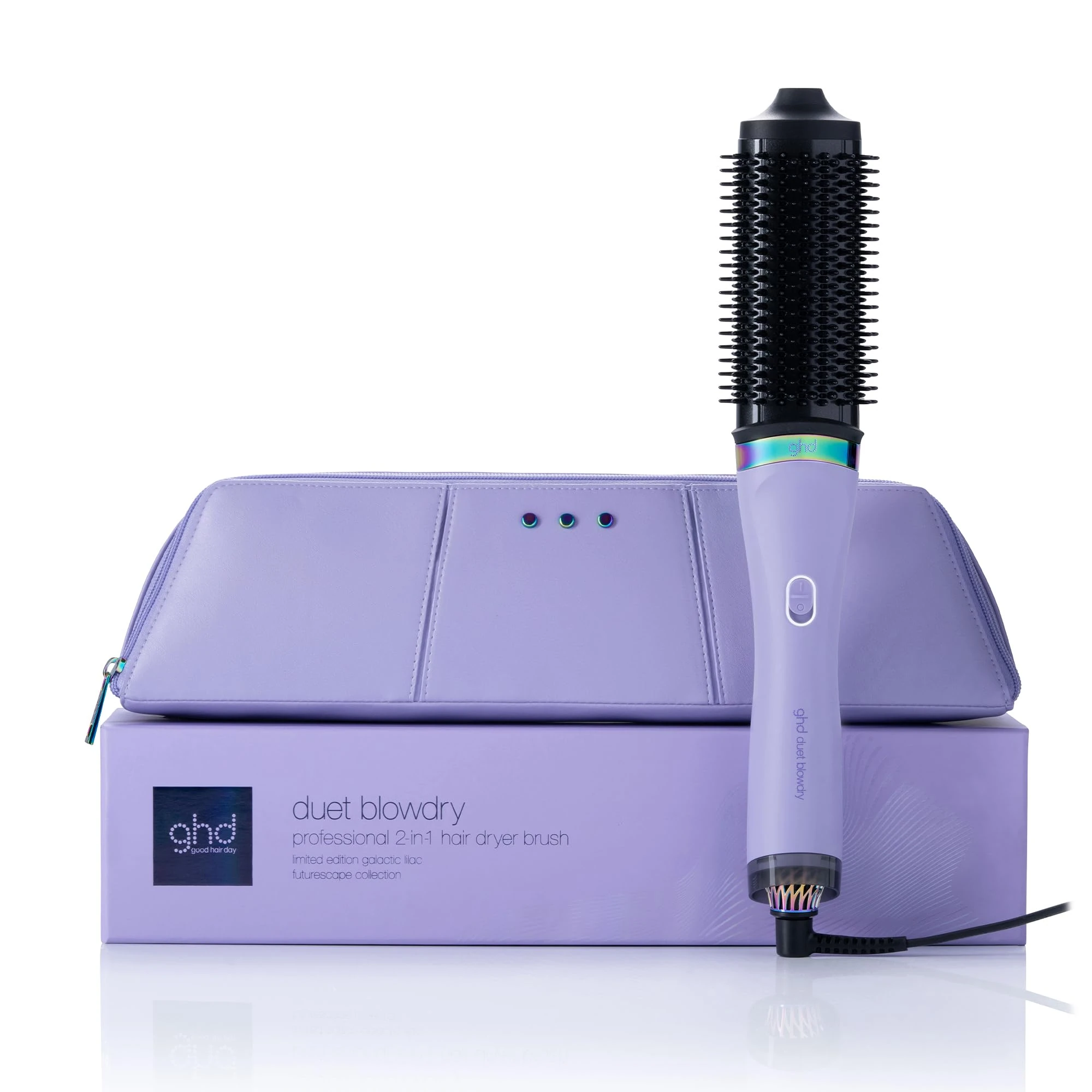 ghd Duet Blowdry Limited Edition Hair Dryer Brush in Galactic Lilac with Matching Heat-Resistant Bag & Mat
