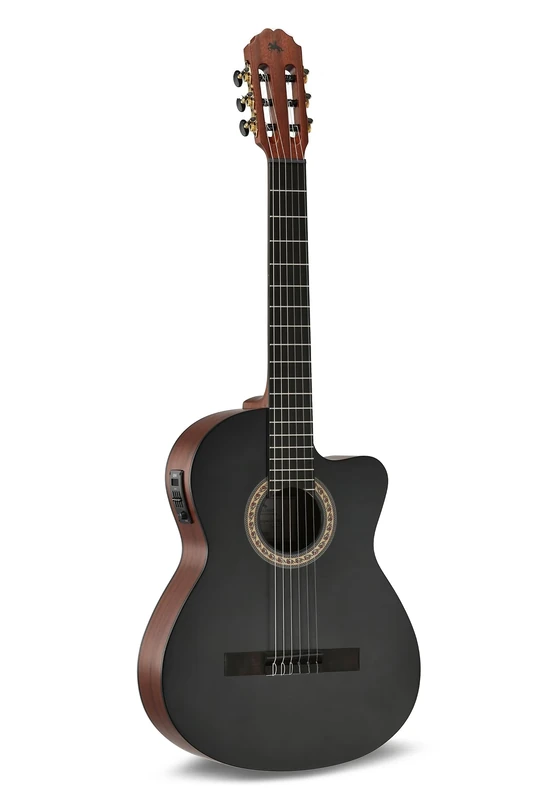 LUTHIER MANUEL RODRÍGUEZ E-Acoustic Guitar Caballero Principio - Black Top Cut - Solid Spruce Top Black - Sapelli Mahogany Back/Sides - ETC-4 Preamp - CA-PM SB