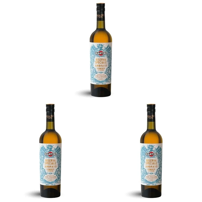 MARTINI Riserva Speciale Ambrato Vermouth Aperitivo, 18% ABV, 75cl / 750ml, White Vermouth Infused with Unique Botanicals (Pack of 3)