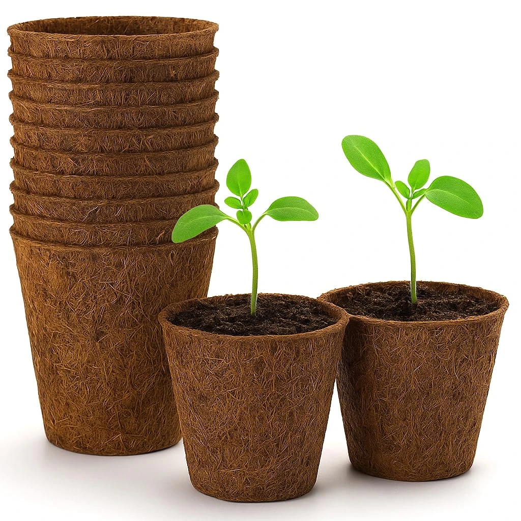 GardenersDream Biodegradable Coir Plant Pots Eco-Friendly Coconut Fibre for Seedlings, Cuttings (100, 17cm)