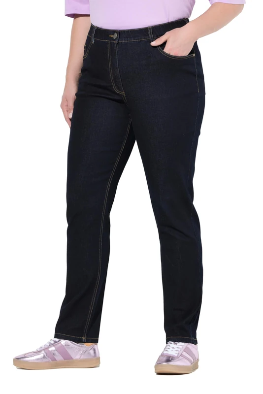Ulla Popken Women's Jeans, Mia Casual Pants, Dark Denim Blue, 53W / 32L