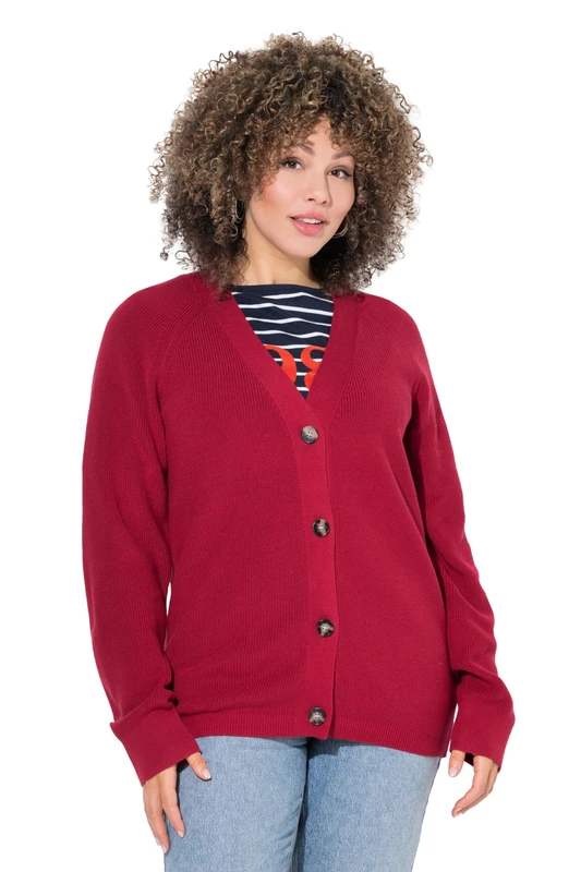 gs1 data protected company 4069787000005 Women's Plain Cardigan Sweater with Large Buttons, Ruby-red, 32 UK/34 UK