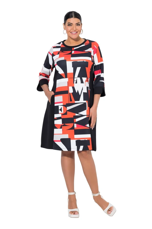 gs1 data protected company 4069787000005 Women's Printed Punto Dress, Paprika, 20-22