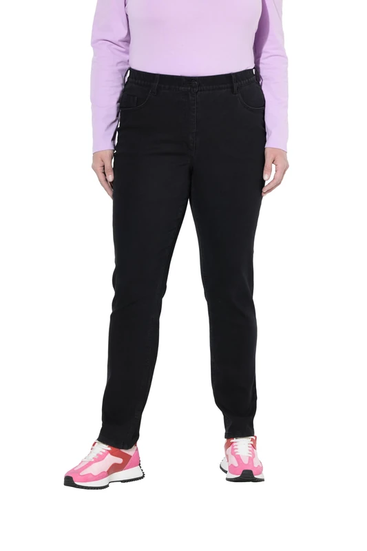Ulla Popken Women's Jeans, Mia Casual Pants, Black, 56W x 32L