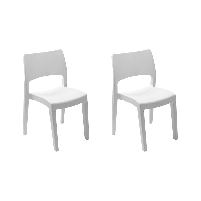 Dmora - Set of 2 outdoor chairs Tropea, Garden seat, For indoor or outdoor, Stackable, Made in Italy, 50x51 h82 cm, White