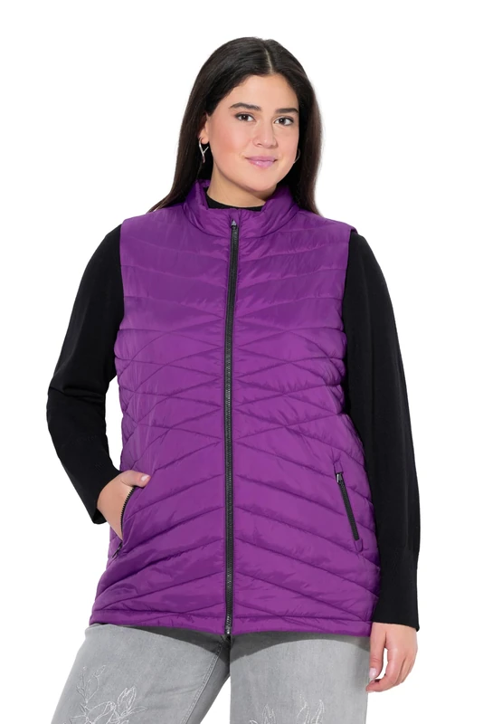 Ulla Popken Womenswear Plus Size Curvy HYPRAR Water-Repellent Quilted Vest dark purple 46+ 843374835-46+ - Image 1