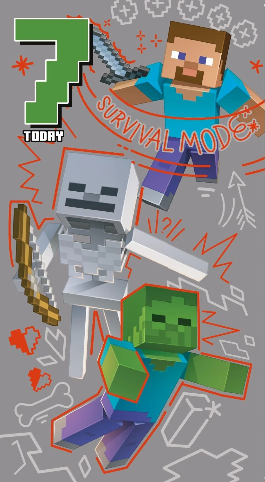 MINECRAFT BIRTHDAY CARD AGE 7 HAPPY 7TH BIRTHDAY CARD