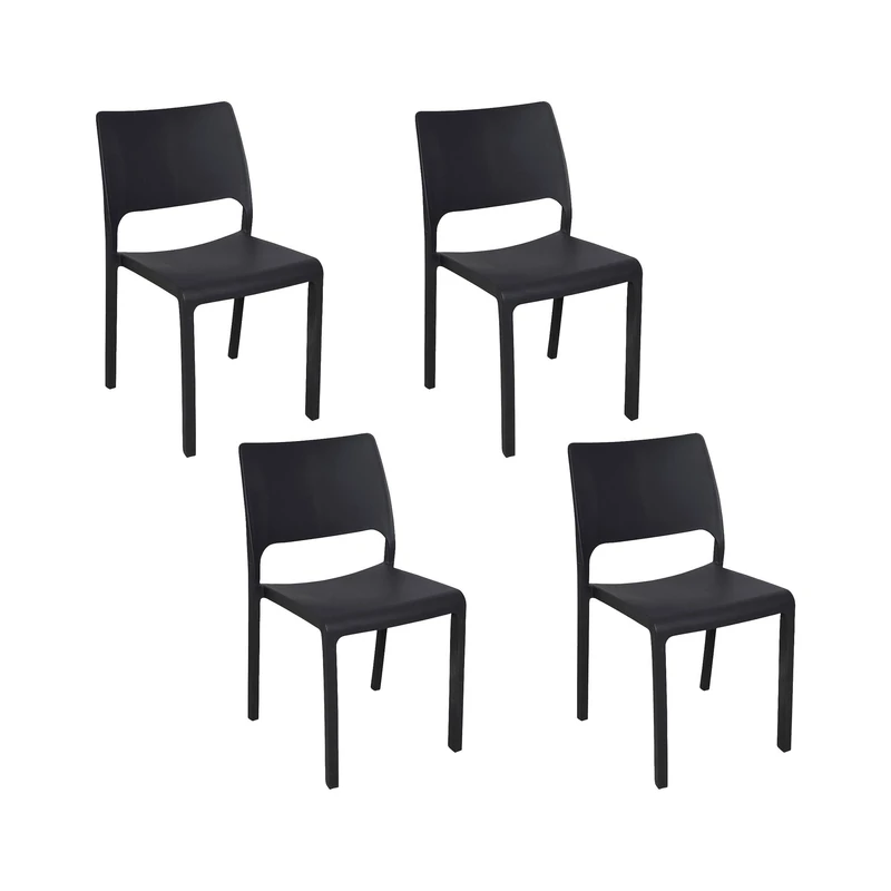 Dmora - Set of 4 outdoor chairs Ancona, Garden seat, For indoor or outdoor, Stackable, Made in Italy, 47x53 h82 cm, Anthracite