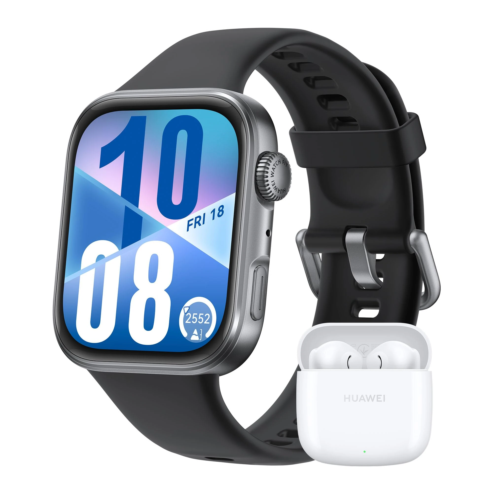 HUAWEI WATCH FIT 4 Aluminum Alloy Black + FreeBuds SE 2 White, Smartwatch for Men Women, Ultra Slim, iOS & Android, up to 10 Days Battery Life, Bluetooth Call, GPS Running Smartwatch, AMOLED Display