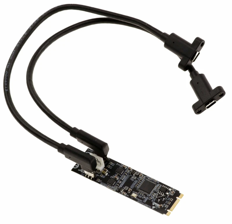 KALEA-INFORMATIQUE M2 M Key to 2 Port USB 3.2 Gen 2 10G Type C Controller Card with Cords and Brackets ASM3142 Chipset
