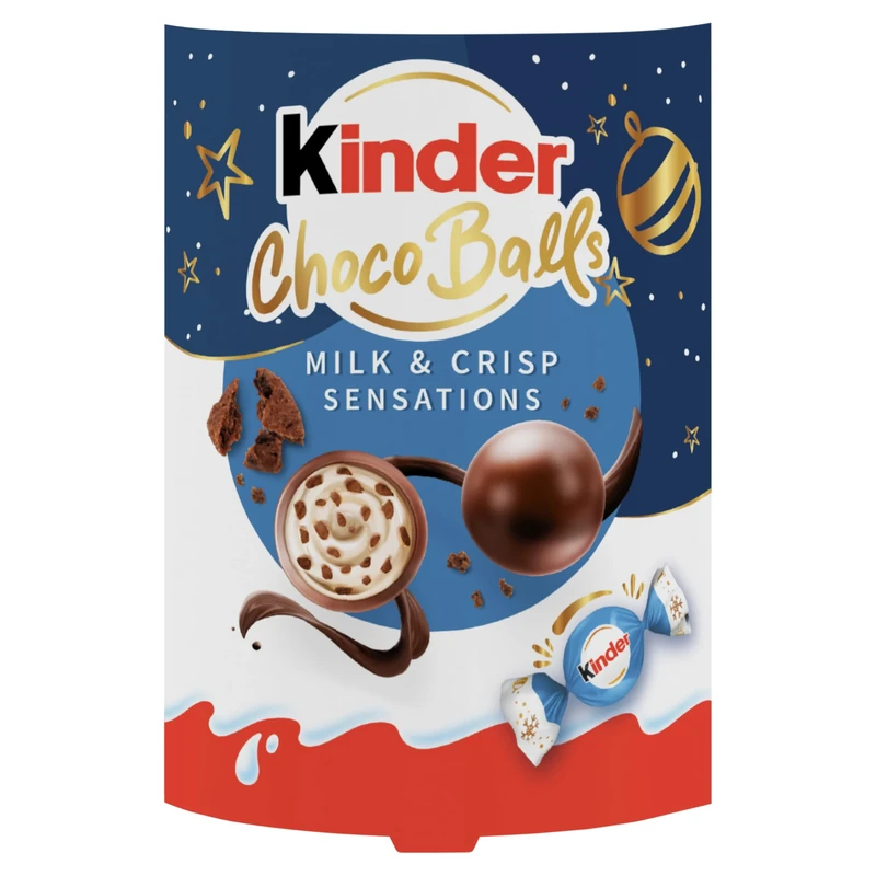 Kinder Choco Balls; Milk Chocolate; Creamy Milky Filling & Crispy Pieces; Individually Wrapped 90g