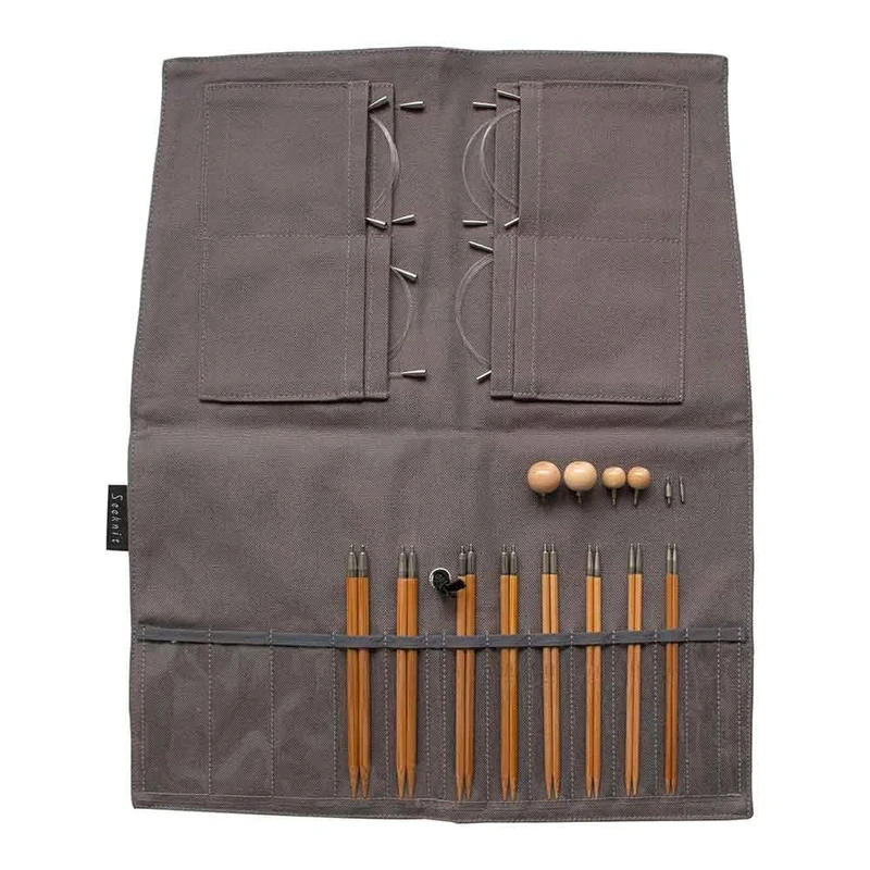 Seeknit Koshitsu First Interchangeable Needle Set-Bamboo Tip, for Knitting or Crocheting Projects, Grey, 12.5cm