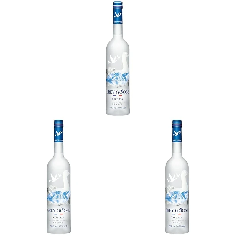 GREY GOOSE Premium French Vodka, 40% ABV, 70cl / 700ml, Made in France using natural ingredients (Pack of 3)