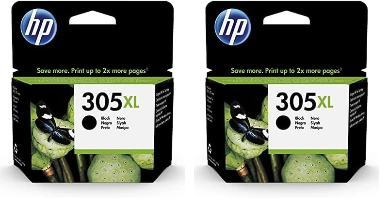 HP 3YM62AE 305XL High Yield Original Ink Cartridge, Black, (Pack of 2) Packaging may vary