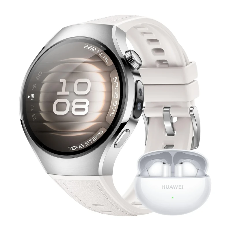 HUAWEI WATCH 5 Smartwatch White 42mm 904L Stainless Steel + Freebuds 6i White, Smartwatch for Real-Time Fingertip Blood Oxygen, up to 7 Days Battery Life, eSIM, iOS & Android