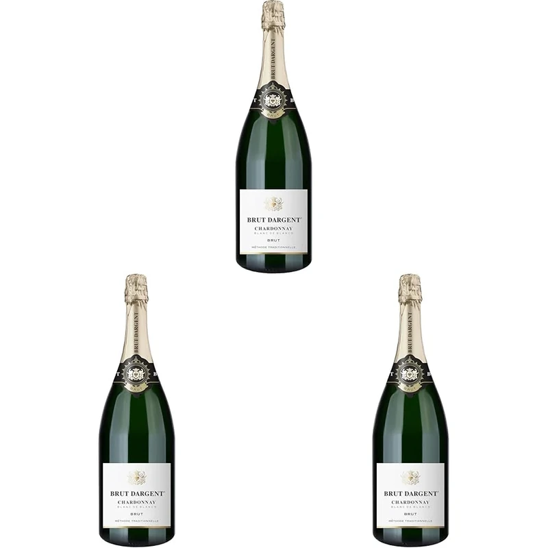 Brut Dargent - Chardonnay Magnum Premium Sparkling White Wine - Traditional Method (1 x 1.5 L) (Pack of 3)