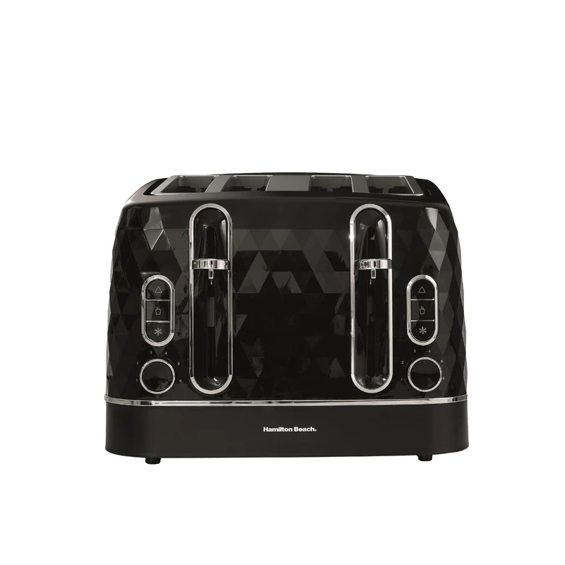 Hamilton Beach Toaster 4 Slice, Diamond, 2300W, 6 Browning Controls, Defrost, Reheat & Cancel Settings, Removable Crumb Tray, High Lift Eject, Black - HBT3221B - Image 1