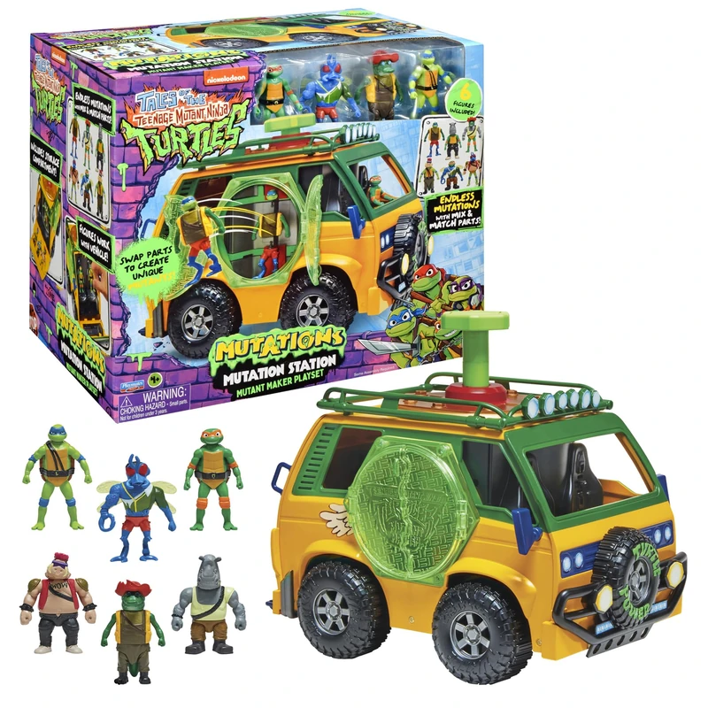 T0203 Ninja Turtles - Mutation Station, Set of 1 Van and 6 Figurines, Mix & Match, for Children from 4 Years