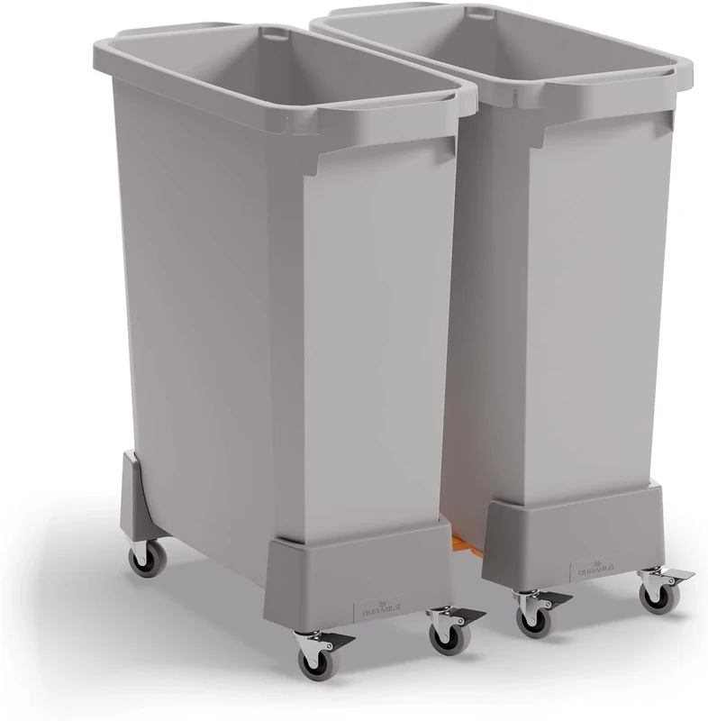 Durable Linkable 60 Litre Bin Trolley - Robust Modular Waste Trolley for DURABIN Bin Range - Includes 4 Wheels and 2 Brakes - Can Be Combined with Upto 4 Trolleys - Grey