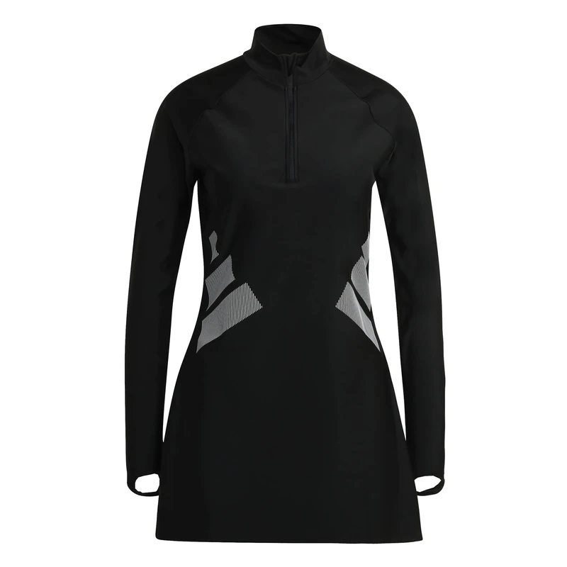 adidas Women's Big Bars Long Sleeve Swim TOP, Black/White, 22