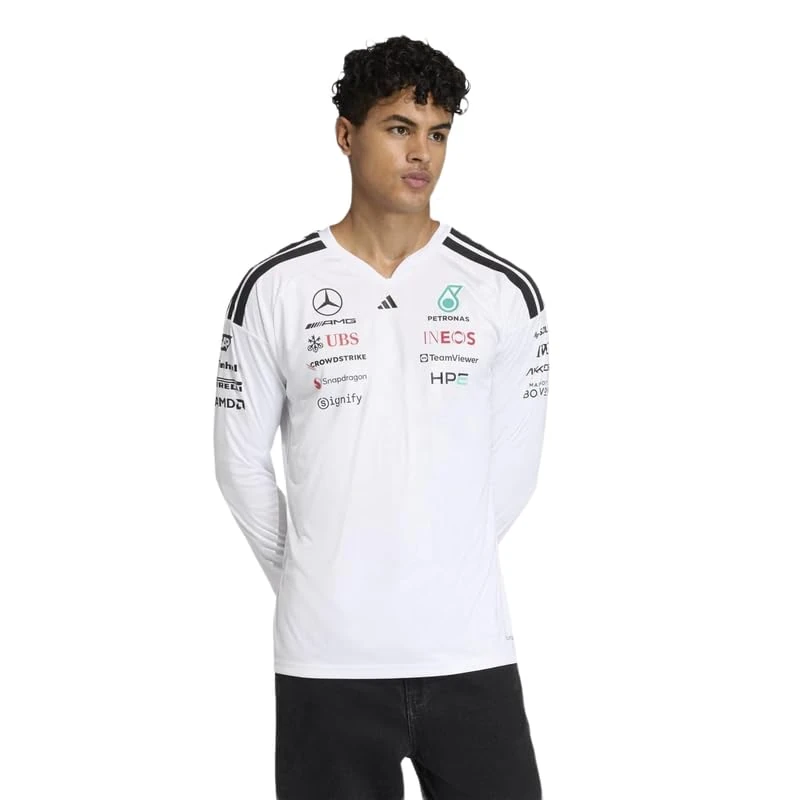 adidas Men's Mercedes - AMG Petronas Formula 1 Team Driver Jersey Longsleeve, White, M