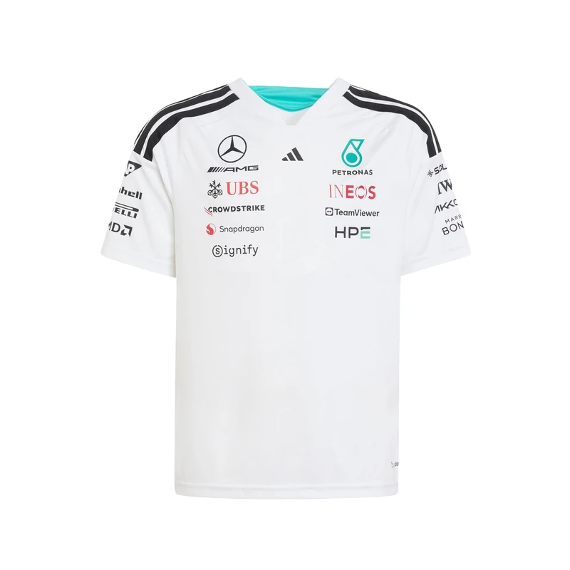 adidas Boy's Mercedes - AMG Petronas Formula 1 Team Driver Jersey, White, 7-8 Years