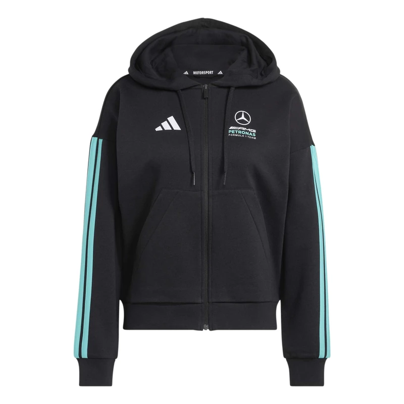 adidas Women's MERCEDES - AMG PETRONAS FORMULA 1 TEAM DNA FULL ZIP HOODY, black/semi mint rush, XXS