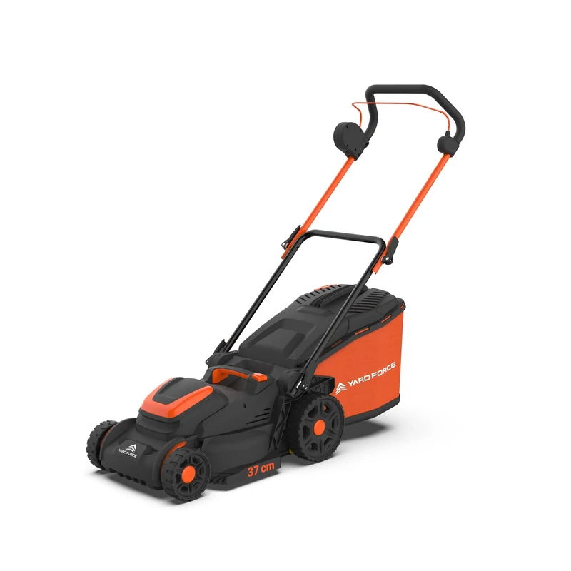 Yard Force LM C37B 40V Cordless Lawnmower, 37cm Steel Blade, 40L Grass Bag, 7 Height Settings, Twin Battery