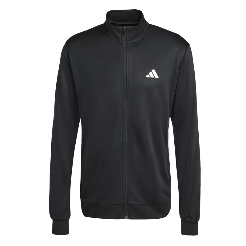 adidas Men's WORKOUT ESSENTIALS ALL-SET 3-STRIPES KNIT TRACK TOP, black/white, XS