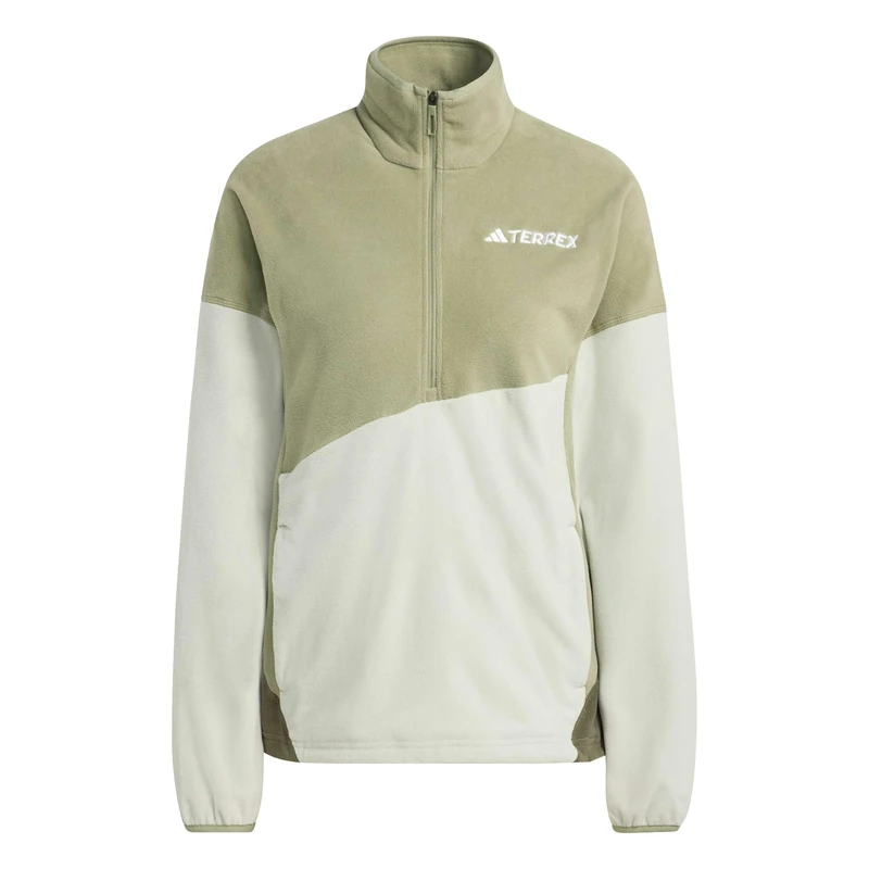 adidas Women's Terrex Multi Climawarm Fleece Anorak Sweatshirt, tent green/halo green, S