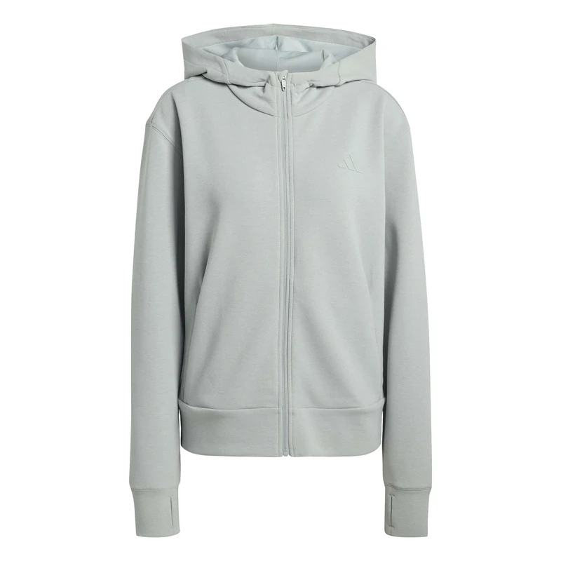 adidas Women's D4T Workout Full Zip Hooded Sweatshirt, Wonder Sage, XXS