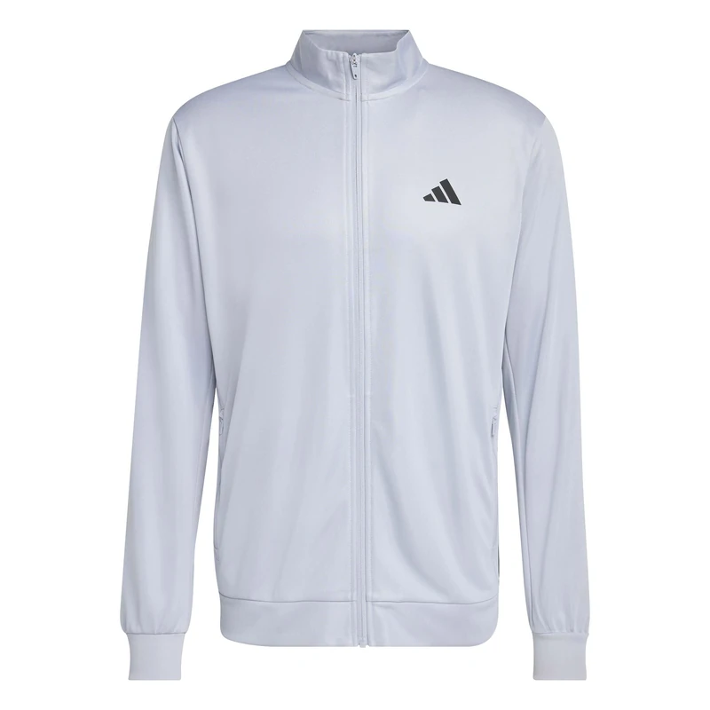 adidas Men's WORKOUT ESSENTIALS ALL-SET 3-STRIPES KNIT TRACK TOP, halo silver/black, L
