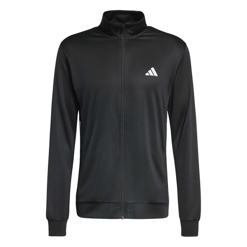 adidas Men's WORKOUT ESSENTIALS ALL-SET 3-STRIPES KNIT TRACK TOP, black/team dark green/white/better scarlet, XXL - Image 1
