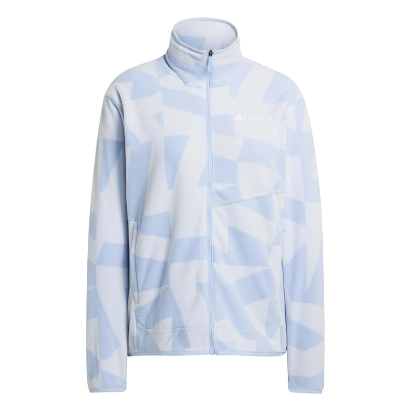 adidas Women's Terrex Multi Printed Full Zip Fleece Jacket, glow blue/Crystal Sky, M