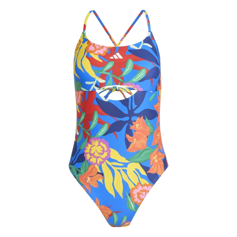 adidas Women's Mexicana Florals Tie-Back Swimsuit Swimwear, Glory Blue/White, 30" - Image 1